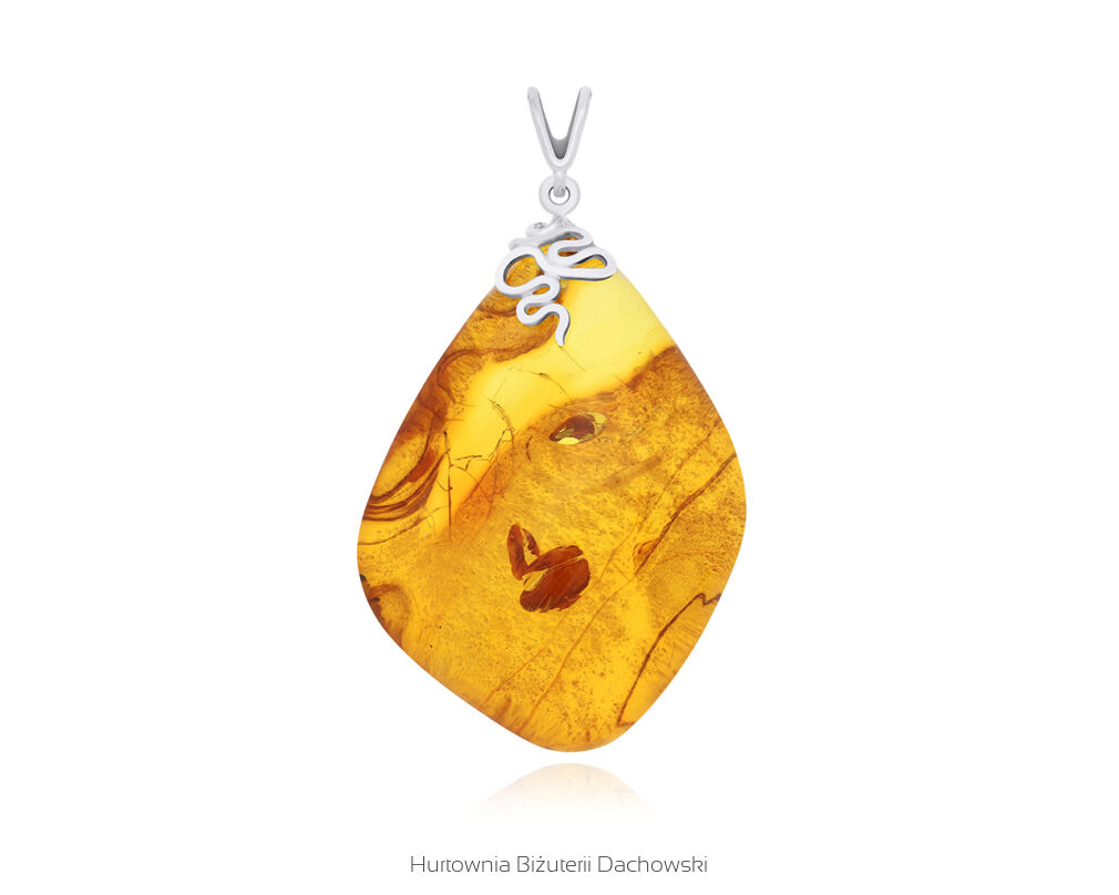 Zawieszka srebrna z bursztynem naturalnym pr.925