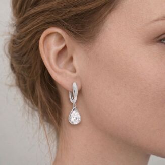 Kolczyki srebrne 925 z białą cyrkonią kropla - 2