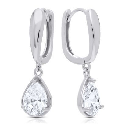 Kolczyki srebrne 925 z białą cyrkonią kropla