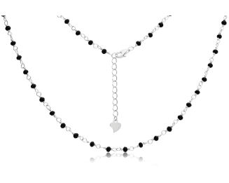 Naszyjnik srebrny koraliki z czarnych cyrkoni - 2