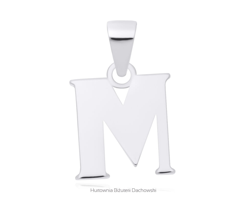 Srebrna literka M gładka zawieszka pr.925
