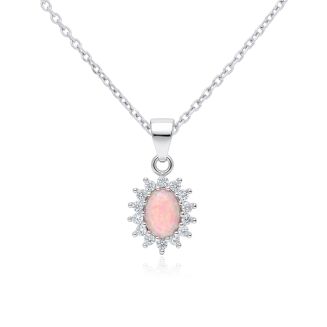 Zawieszka srebro 925 różowy opal z cyrkoniami - 4