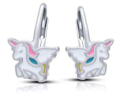 Kolczyki srebrne dla dziewczynki jednorożce