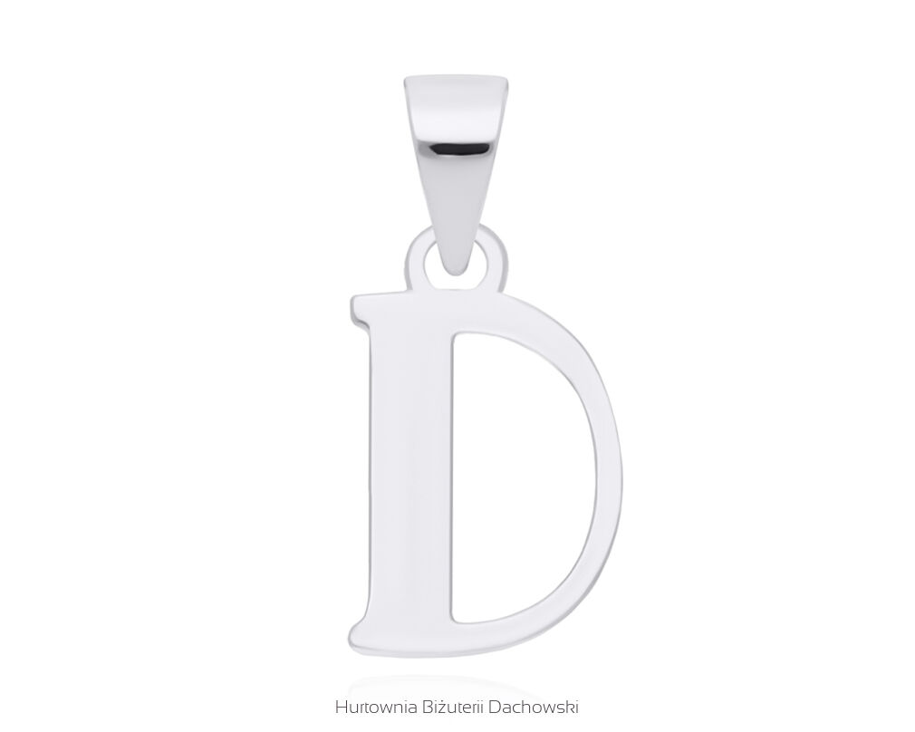 Srebrna literka D gładka zawieszka pr.925