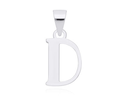 Srebrna literka D gładka zawieszka pr.925