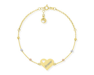 Bransoletka złota 585 serce i błyszczące kulki - 2