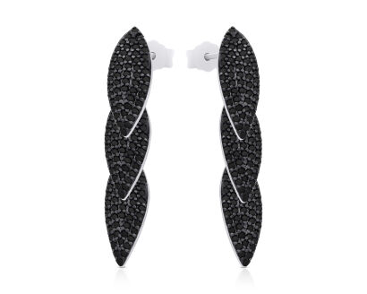 Kolczyki srebrne wiszące z czarnymi cyrkoniami