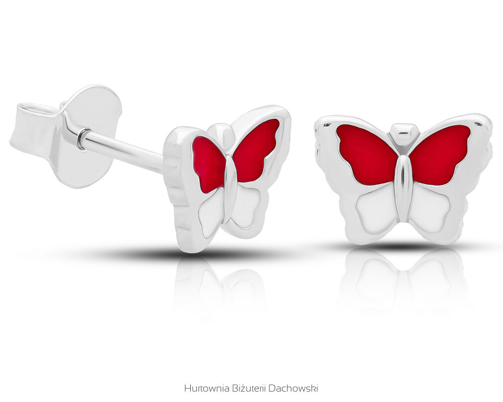 Kolczyki srebrne dla dziewczynki motylki pr.925