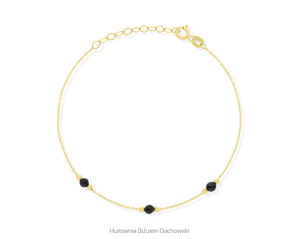 Bransoletka złota 585 czarne cyrkonie