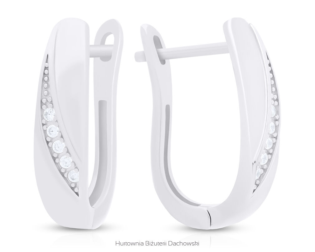 Kolczyki srebrne z cyrkoniami angielskie zapięcie