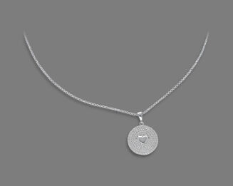 Zawieszka srebrna okrągła z serduszkiem pośrodku - 2