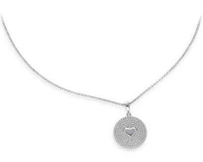 Zawieszka srebrna okrągła z serduszkiem pośrodku