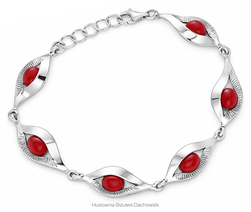 Bransoletka srebrna 925 z koralem