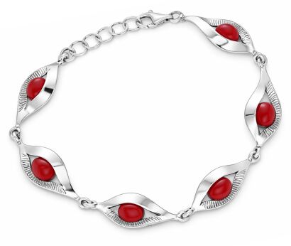 Bransoletka srebrna 925 z koralem