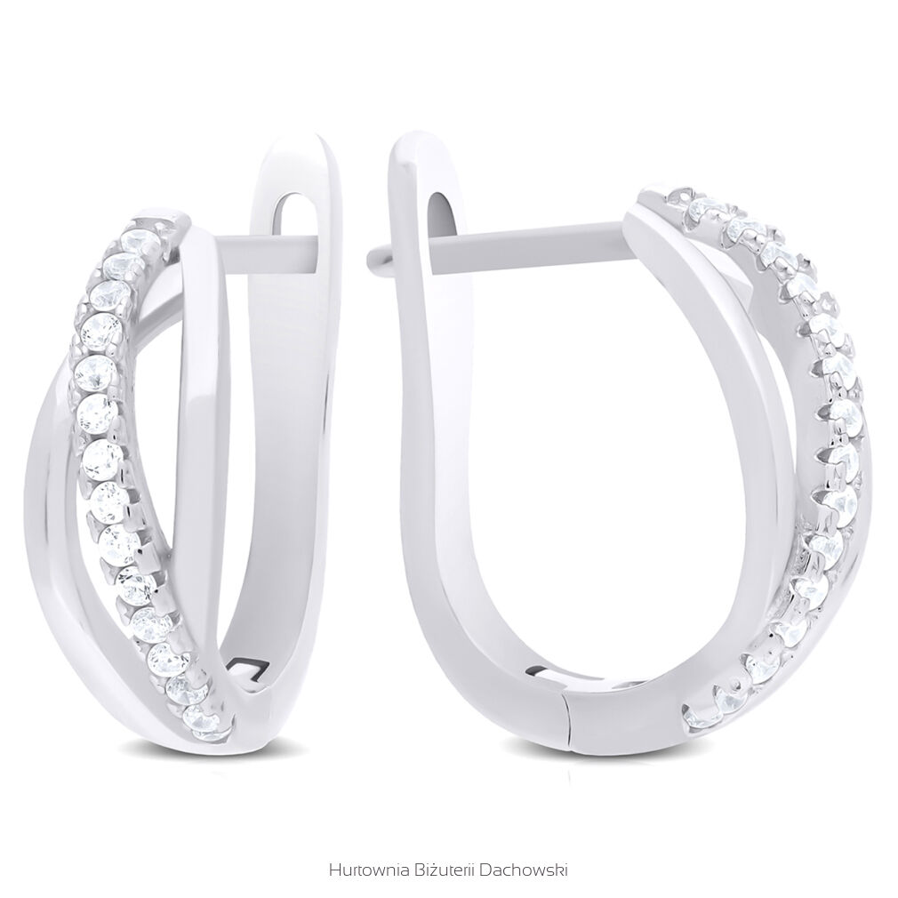 Kolczyki srebrne angielskie z cyrkoniami pr.925