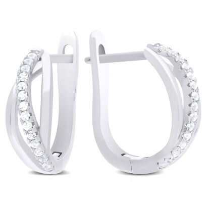 Kolczyki srebrne angielskie z cyrkoniami pr.925