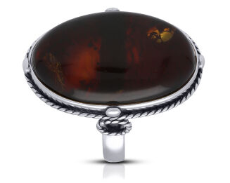 Pierścionek srebrny 925 z naturalnym bursztynem - 2