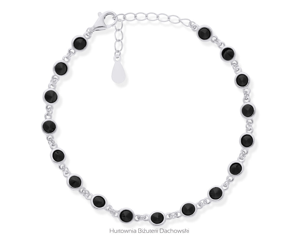 Bransoletka srebrna z czarnymi cyrkoniami