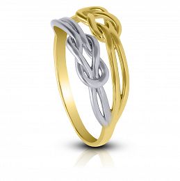 Podwójny pierścionek w dwóch kolorach złota