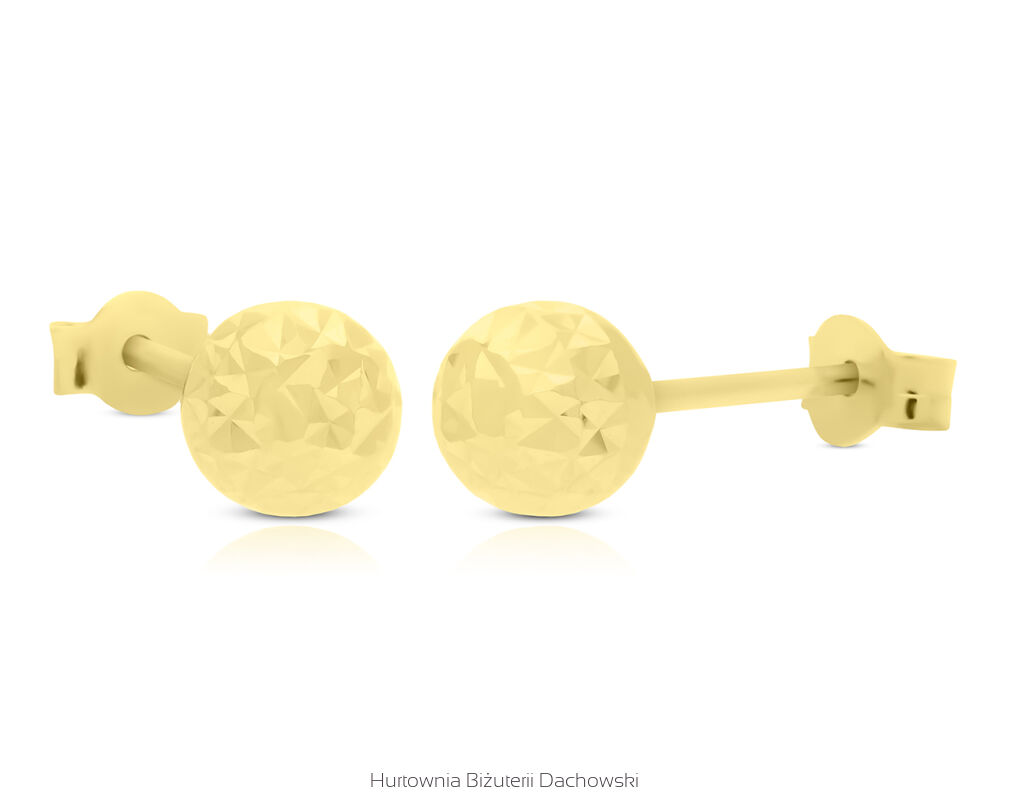 Złote kolczyki kulki na sztyfcie błyszczące pr.585