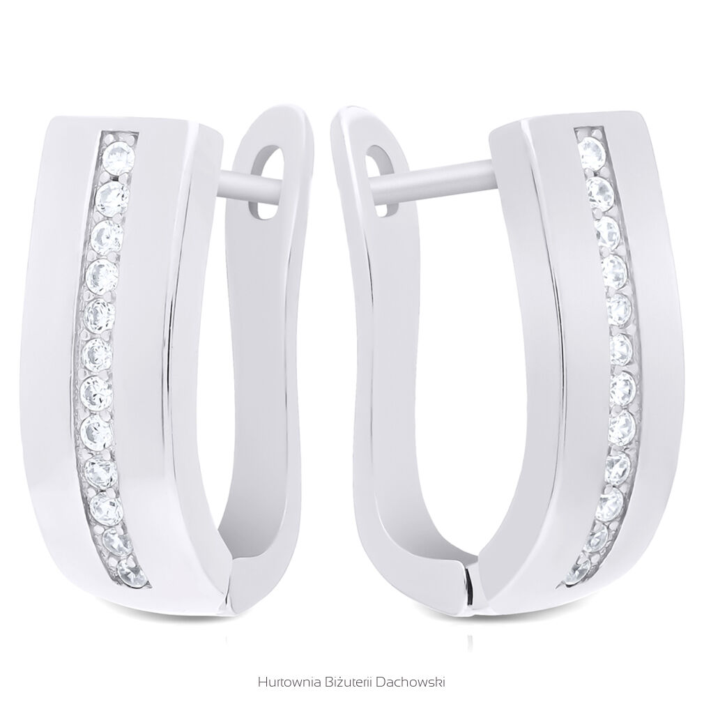 Kolczyki srebrne angielskie z cyrkoniami pr.925