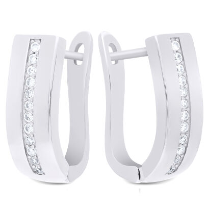 Kolczyki srebrne angielskie z cyrkoniami pr.925