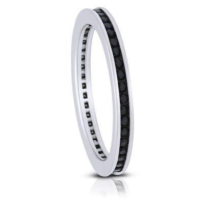 Srebrny pierścionek obrączkowy 925 rodowany czarne