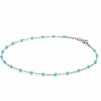Srebrna bransoletka na nogę z koralikami Tiffany - 2