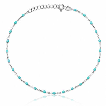 Srebrna bransoletka na nogę z koralikami Tiffany