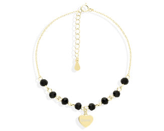 Bransoletka srebrna pozłacana serce cyrkonie - 2