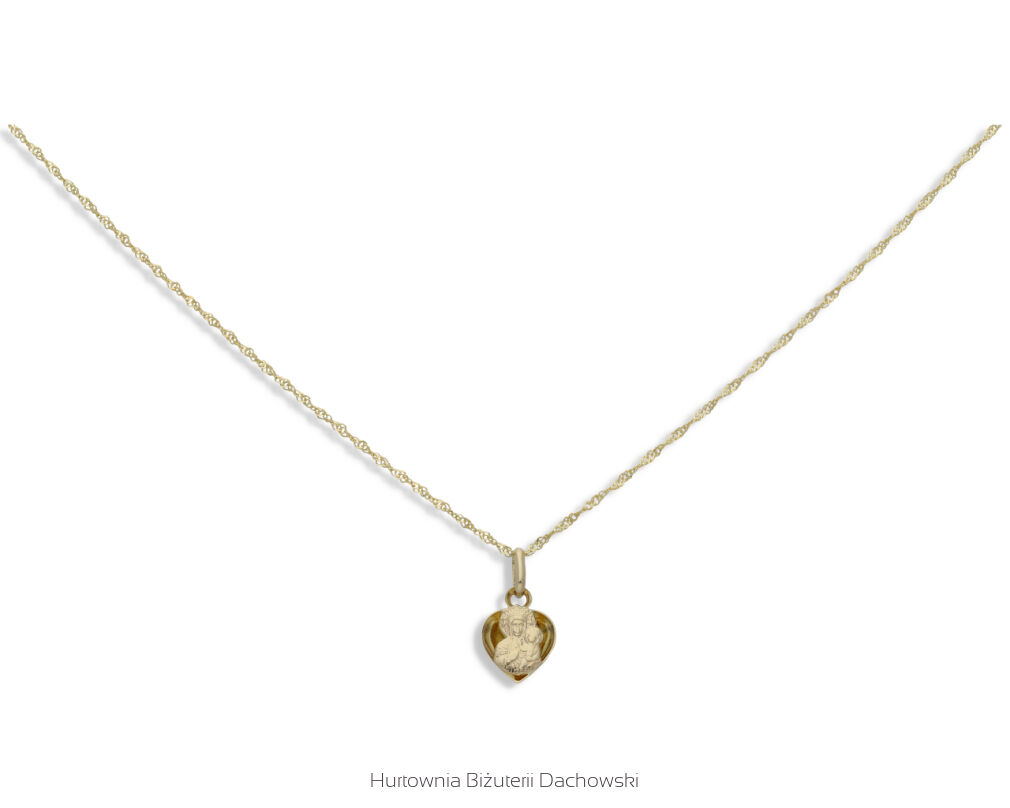 Medalik złoty Matka Boska Częstochowska serce