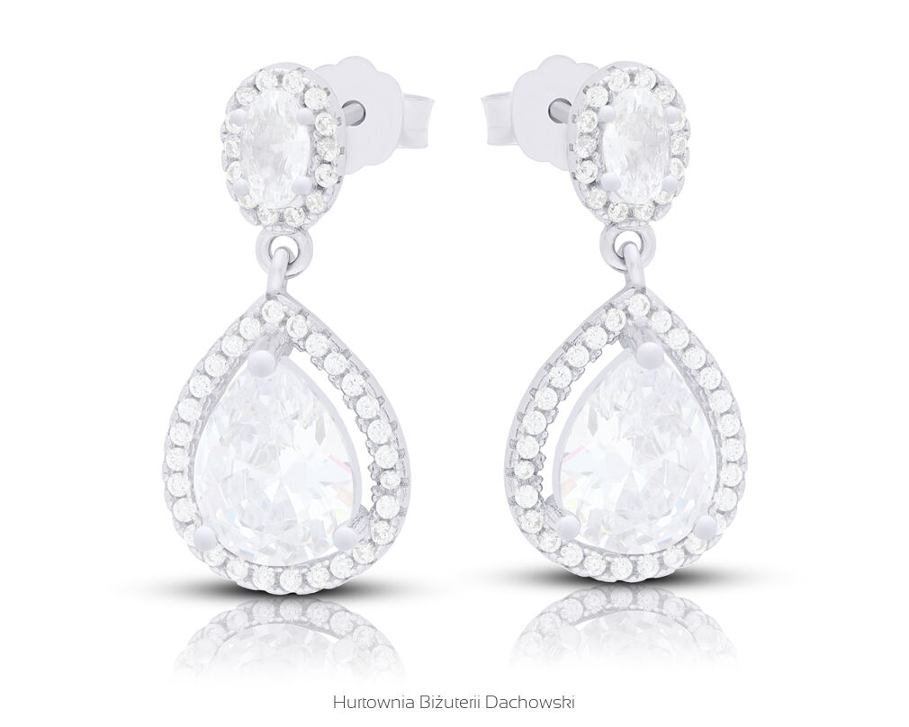 Kolczyki srebrne wiszące z cyrkoniami pr.925