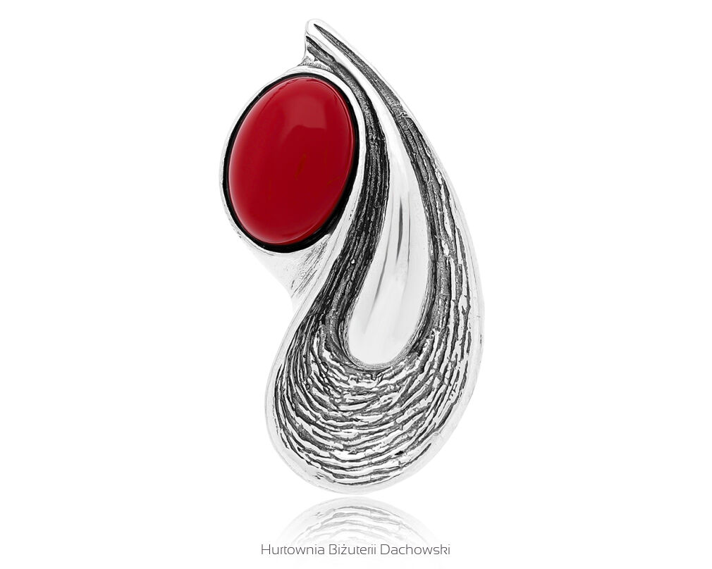 Zawieszka srebrna z czerwonym koralem pr.925