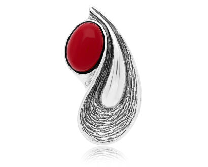 Zawieszka srebrna z czerwonym koralem pr.925