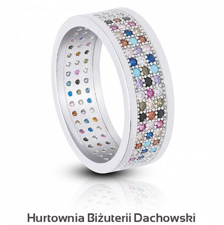 Pierścionek srebrny z kolorowymi kamieniami