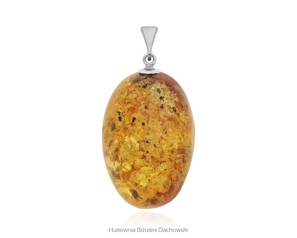 Zawieszka srebrna z naturalnym bursztynem pr.925