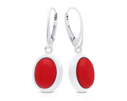 Kolczyki srebrne z koralem wiszące pr.925