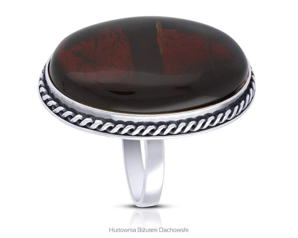 Pierścionek srebrny z bursztynem naturalnym pr.925