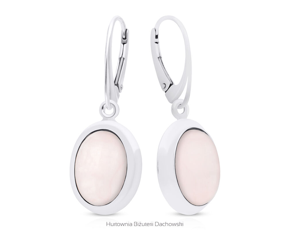 Kolczyki srebrne wiszące z naturalnym Kwarcem