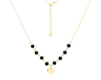 Naszyjnik srebrny pozłacany serce cyrkonie - 2