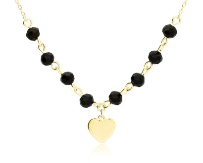 Naszyjnik srebrny pozłacany serce cyrkonie