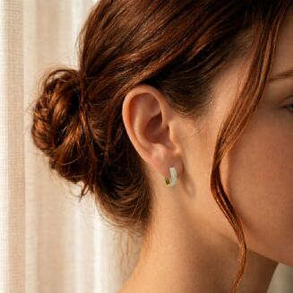 Kolczyki złote 585 koła dwukolorowy wzór - 2