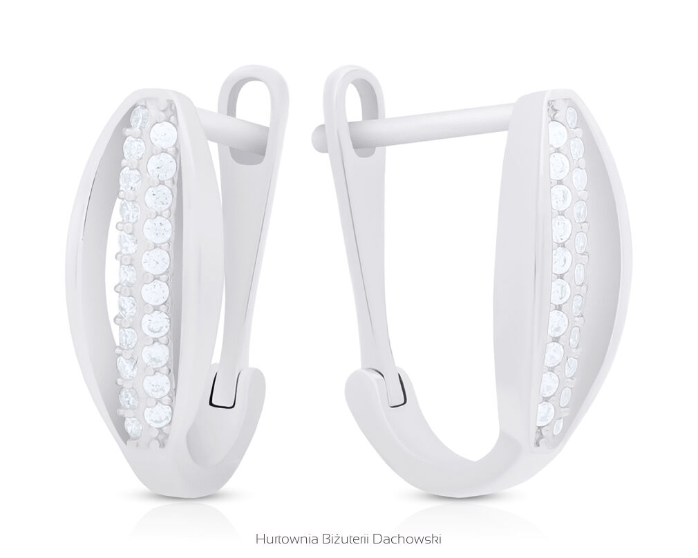 Kolczyki srebrne angielskie z cyrkoniami pr.925