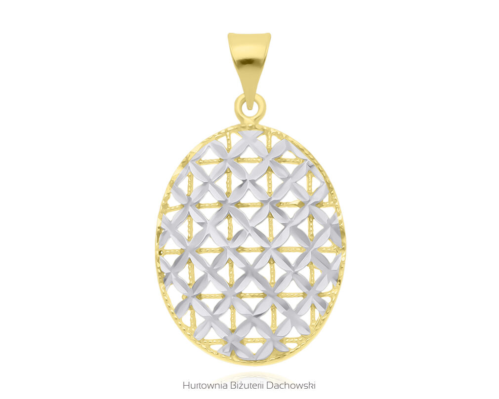 Zawieszka złota 585 diamentowana dwu kolorowa