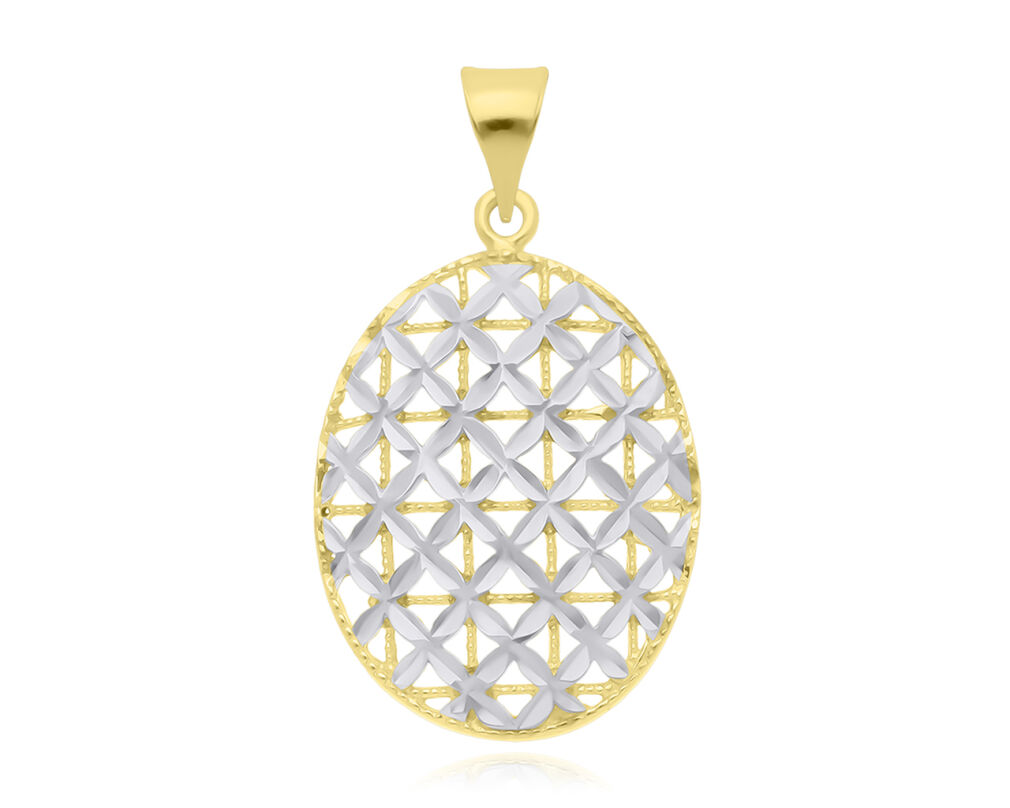 Zawieszka złota 585 diamentowana dwu kolorowa