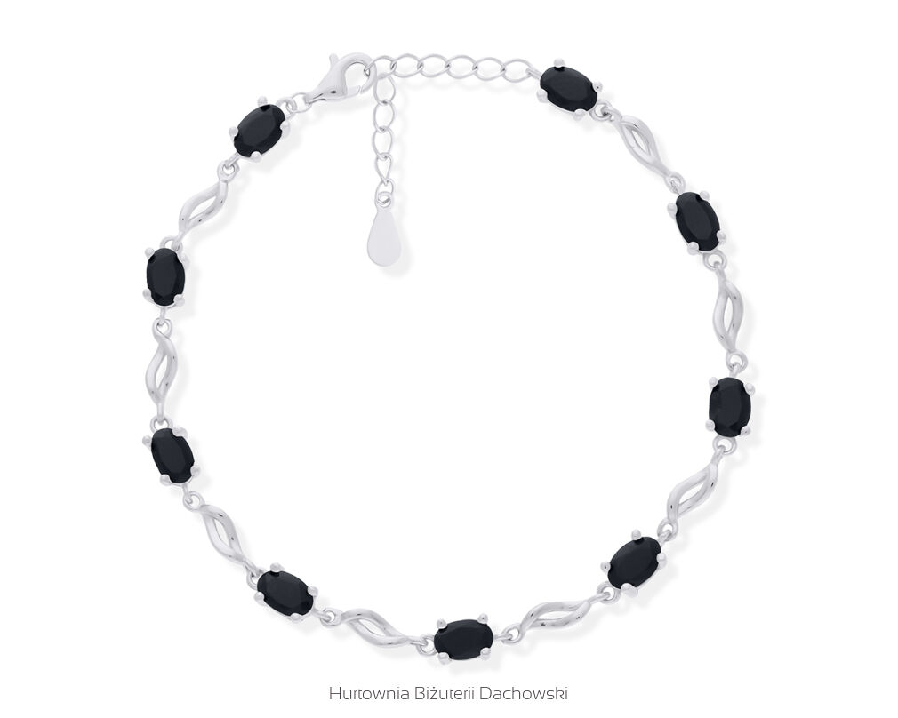Bransoletka srebrna damska czarne cyrkonie pr.925