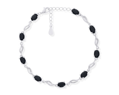 Bransoletka srebrna damska czarne cyrkonie pr.925