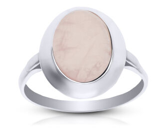 Pierścionek srebrny z naturalnym Kwarcem Różowym - 2