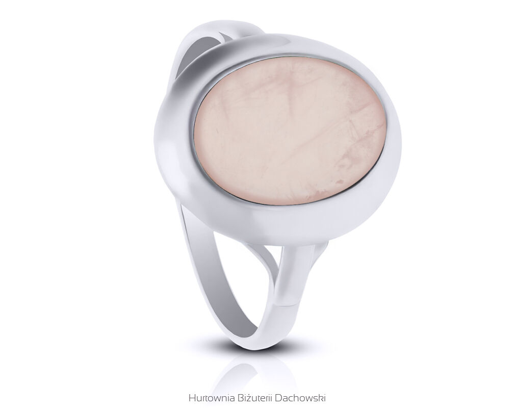 Pierścionek srebrny z naturalnym Kwarcem Różowym