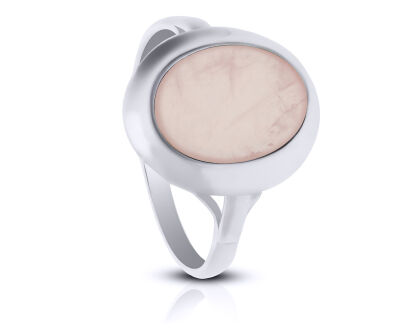 Pierścionek srebrny z naturalnym Kwarcem Różowym